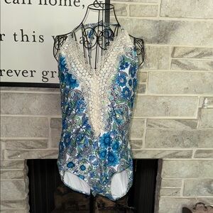 Sea Angel White and Blue Sequin Embellished Sea Angel Swimming Suit 2XL